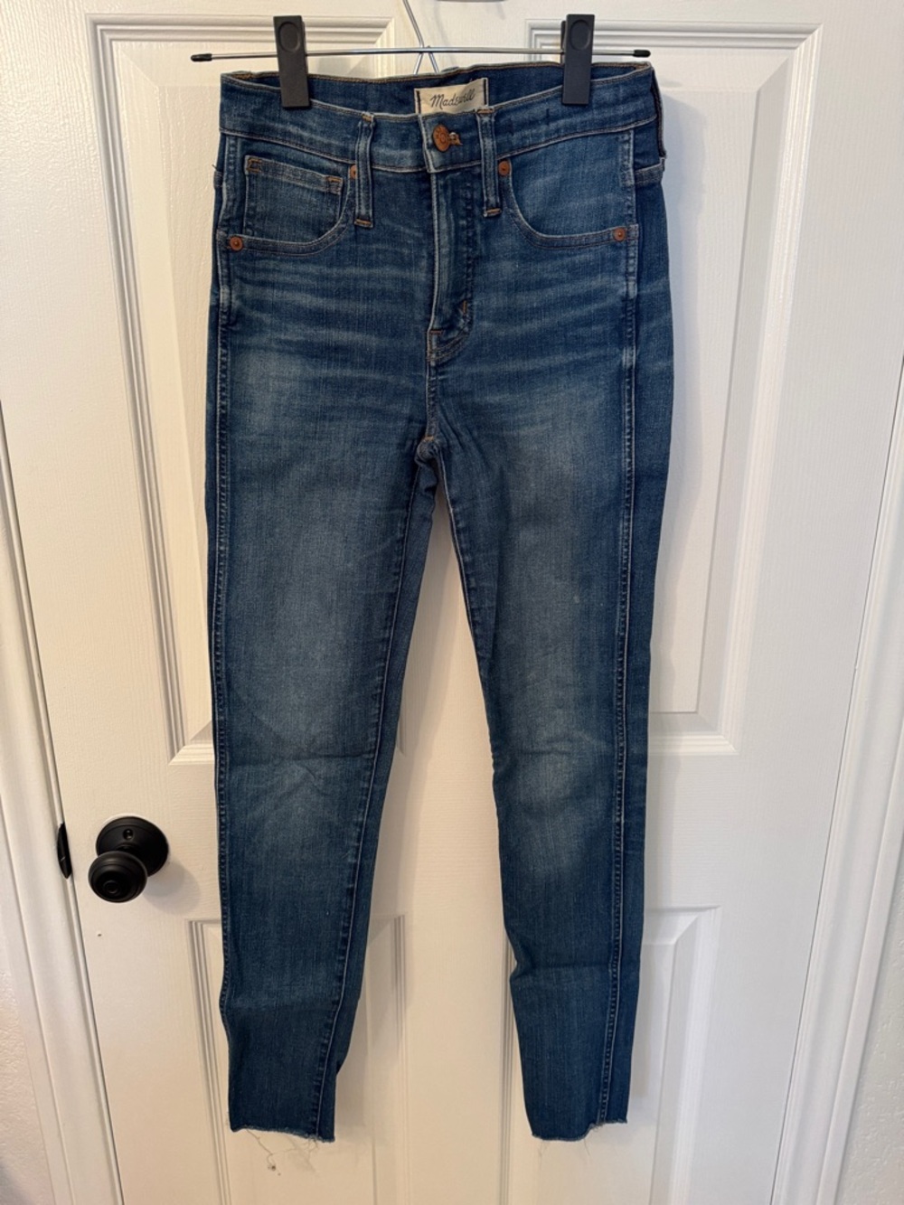 Madewell 9” High Rise Skinny Jeans in Dark Blue Wash (tall)